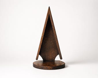 Vintage Belgian Wooden Shrine Stand | Chapel Shaped Icon Stand, Wood Display Plinth for Statue, Sculpture or Home Altar