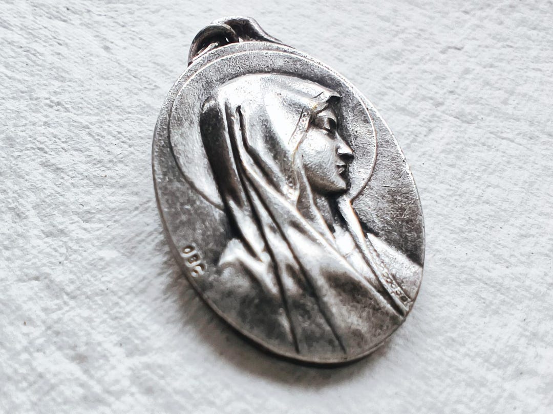 Vintage Lourdes Medal Necklace | Our Lady of Lourdes Catholic Silver ...