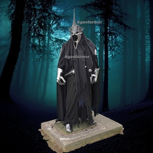 Fantasy Ring Wraith Costume - Nazgul Full Costume with Grim Reaper Long Cape - Perfect Halloween Costume for Ring Wraith Fans