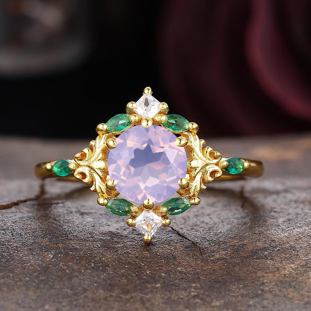 Birthstone Amethyst Jewelry Ring Round Cut 7mm Lavender Amethyst Birthstone Amethyst Jewelry Ring Round Cut 7mm Lavender Amethyst