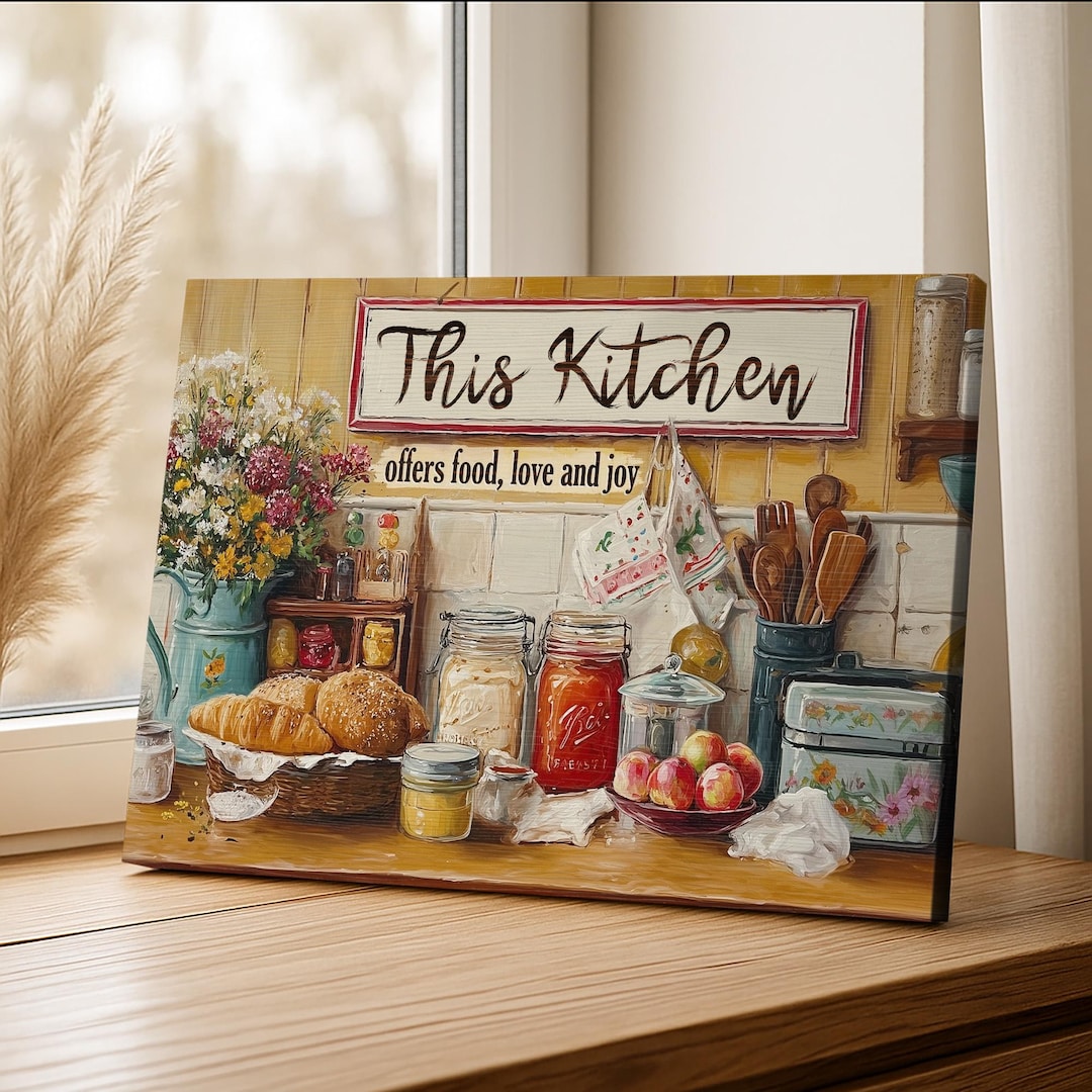 kitchen art kitchen wall art food art kitchen art... Kitchen Wall Art Canvas, This Kitchen Offers Food Love and Joy ...