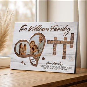 Family Crossword Puzzle Canvas, Custom Family Name Scrabble Crossword Art, Custom Photo Family Gift, We Are Home Canvas, Family Members Name