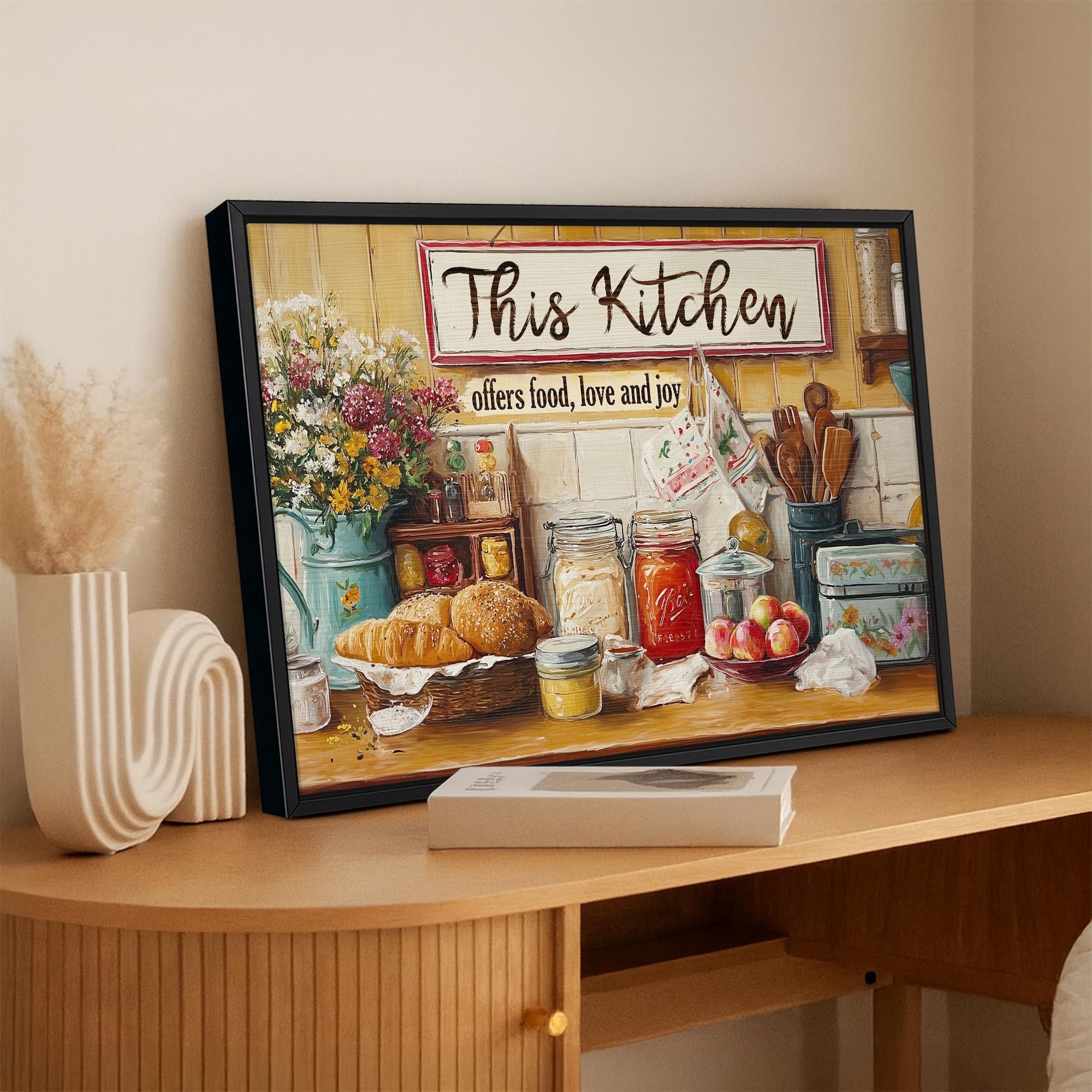 Kitchen Wall Art Canvas, This Kitchen Offers Food Love and Joy ...