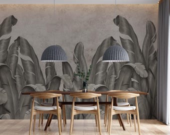 Stimmungsvolle botanische dunkle Blatt-Tapete für moderne Schlafzimmerakzent-Wand