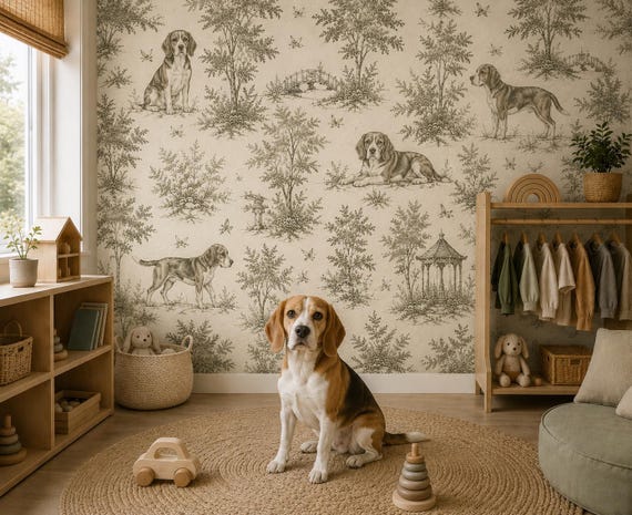 Custom Pet Wallpaper With Personalized Animal Portrait For Elegant Home And Pet Memorial Wall