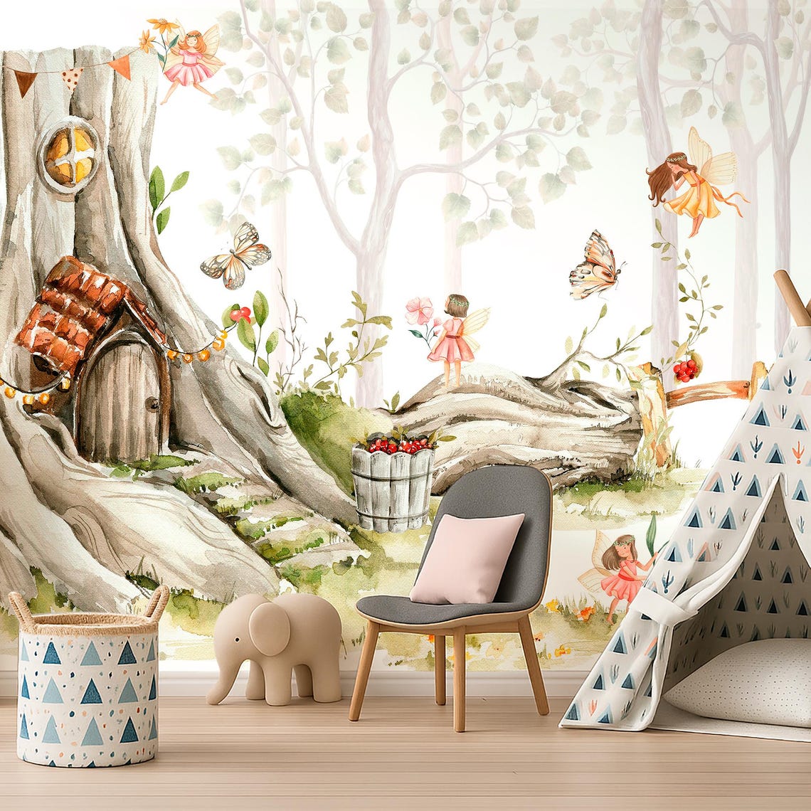 Fairy Forest Wall Mural, Kids Room Wallpaper, Enchanted Woodland Peel ...