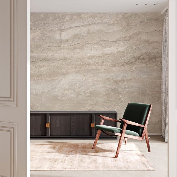 Natural Stone Wallpaper Mural In Beige With Marble Wallpaper Texture For Neutral Minimalist Home