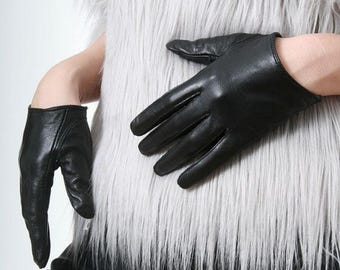 Elegant Leather Driving Gloves | Genuine Black Winter Accessories | Soft Luxury Fashion for Women