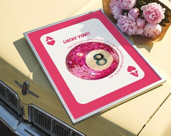 Pop Art Wall Art, Lucky 8 Illustration, Cute Kitsch Room Decor, Printable Wall Art, Digital Download