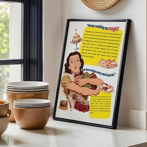 Retro Baking Poster – Digital Download | Vintage Kitchen Wall Art with Quote