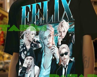 Camiseta Felix de Stray Kids, camiseta gráfica para fans del K-Pop, camiseta de ídolo SKZ, camiseta unisex de algodón para fans de STAY, camiseta Felix de SKZ