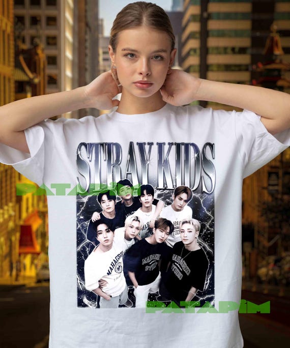 STRAY KIDS Retro Graphic Tee: 90s Style Fan Shirt, Stray Kids Kpop