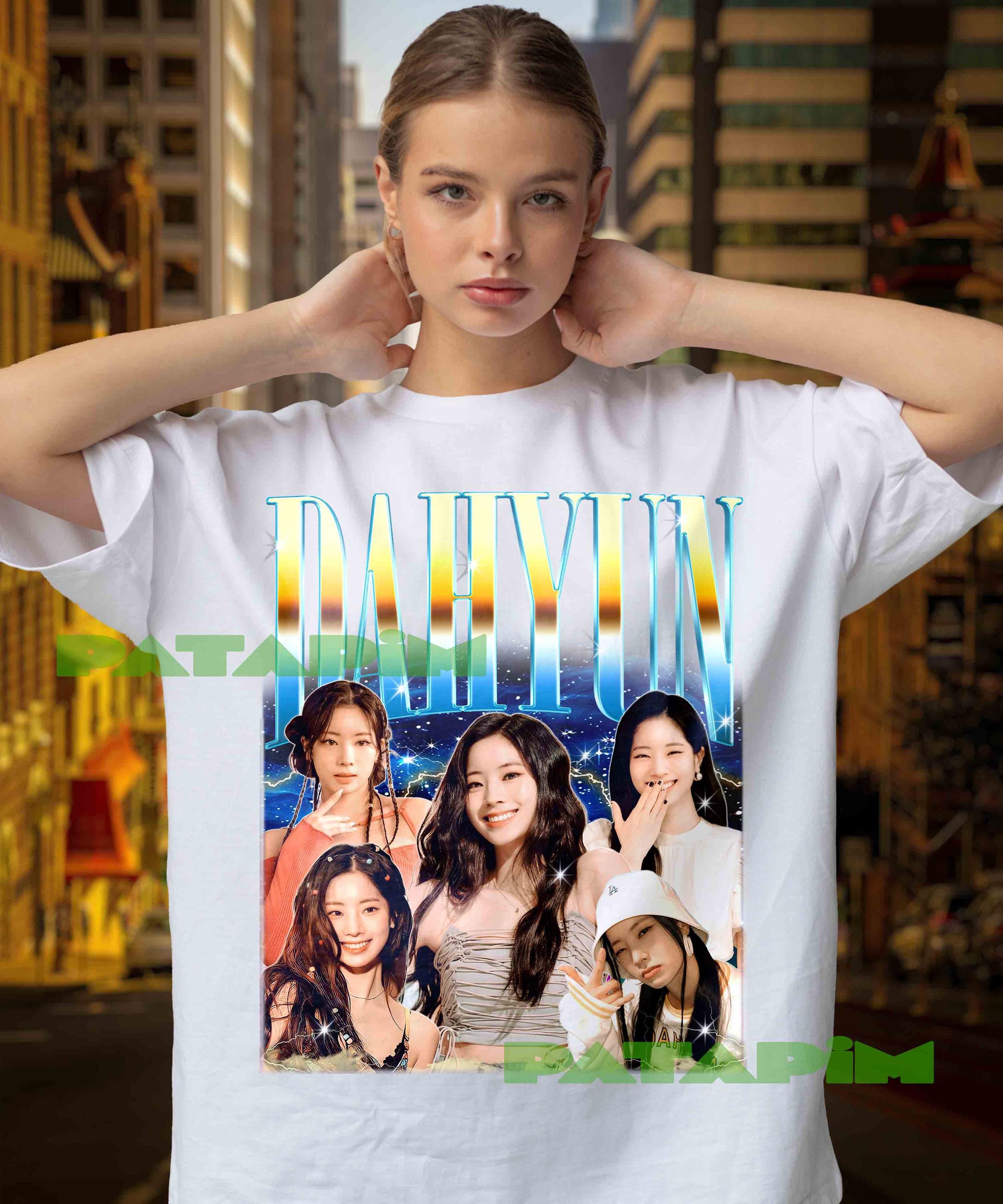 ダヒョンKポップアイドルシャツ：TWICEグッズ、レトロなミームデザイン