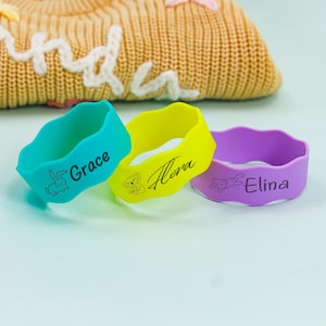 Custom Engraved Silicone Bottle Bands · Personalized Anti-Slip Sippy Cup Labels in Gift Box · Perfect Kids & Family Gift