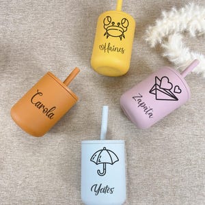 Silicone Cup Personalized, Custom Silicone Cup with Straw, Engraved Sippy Cup, Toddler Training Cup, Silicone Sippy Cup, Baby Tumbler Gifts
