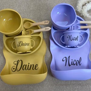 Personalized Silicone Weaning Set,Cartoon Weaning Set for Toddler Baby Kids,Feeding Set with Name,Baby Plate,Eco-Friendly,Baby Shower Gift