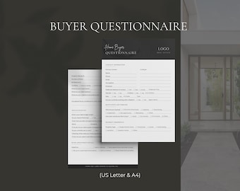 Real Estate Home Buyer Questionnaire Form Luxury Modern Template, Buyer Intake Buyer Profile, Buyer Guide, Canva