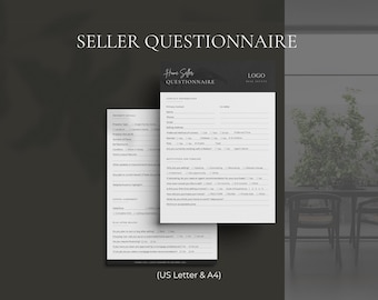 Real Estate Home Seller Questionnaire Form Luxury Modern Template, Seller Intake, Listing Appointment, Seller Profile, Seller Guide, Canva