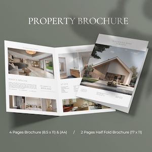 Luxury property brochure 4 page real estate flyer, Listing Brochure, Open House, Bi-Fold Brochure Layout,  Modern Property Business, 2026