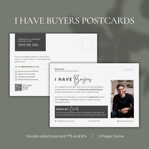 Tenho um cartão postal de compradores | Pensando em vender minha casa? | Cartões postais para corretores de imóveis | Cartões postais modernos para imóveis | Olá, vizinho | Marketing | Canva