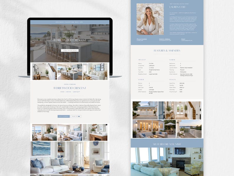 Coastal Real Estate Website Template Canva Single Property Listing