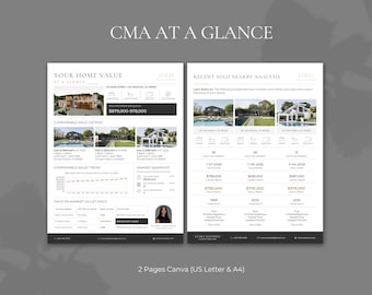 Real Estate CMA Canva Template, Home Value At A Glance, Comparable Market Analysis Flyer, Home Valuation Brochure, Listing Presentation Tool