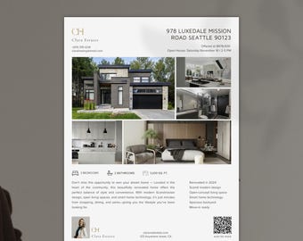 Real Estate Open House Flyer, Luxury Property Listing Digital Brochure, Neighborhood Open House, Realtor Open House Invitation, QR Code