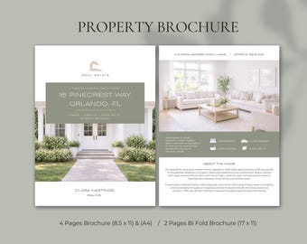 Luxury Real Estate Property Brochure, 4-page Bi-Fold Flyer, Listing Brochure, Open House, Realtor Marketing Template Canva, Branding