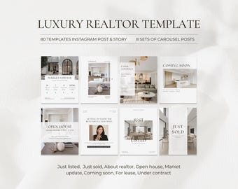 Real Estate Instagram Post Template Bundle Canva | Real Estate Socia Media Instagram | Realtor Marketing | Story Carousel Branding kit