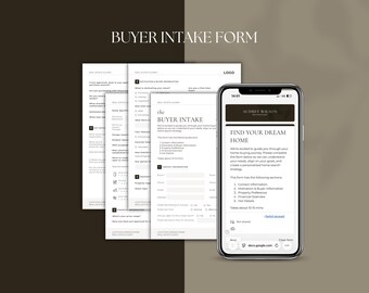 Real Estate Buyer Intake Questionnaires I Buyer Intake Form for Realtors I Google Form I Canva Template | Listing Consultation Questionnaire