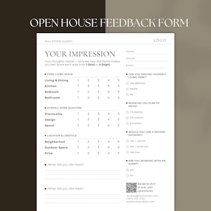 Real Estate Open House Feedback Form I Buyer Client Home Tour Property Rating (Canva Template) I Buyer Showing Feedback Form
