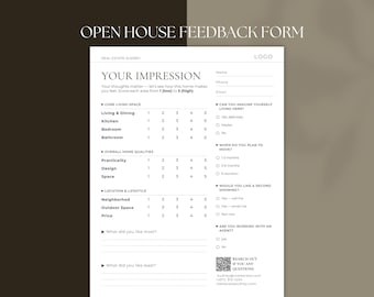 Real Estate Open House Feedback Form I Buyer Client Home Tour Property Rating (Canva Template) I Buyer Showing Feedback Form