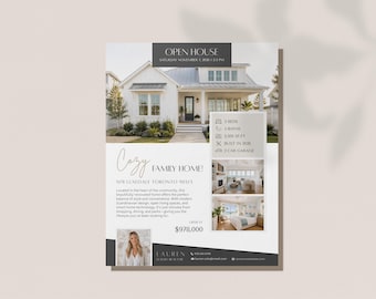 Real Estate Open House Flyer Template I Just Listed Flyer I Listing Flyer I Luxury Modern Property Listing I Real Estate Marketing Canva