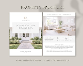 Luxury Real Estate Property Brochure, 4-page Bi-Fold Flyer, Listing Brochure, Open House, Realtor Marketing Template Canva, Branding, Agent