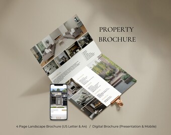 Luxury property brochure 4 page real estate I Home flyer I Listing Brochure I Open House, Digital Mobile Presentation I Bi fold Landscape