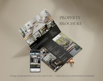 Luxury property brochure 4 page real estate I Home flyer I Listing Brochure I Open House, Digital Mobile Presentation I Bi fold Landscape
