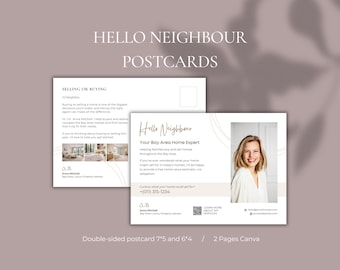 Hello Neighbour Postcards Realtor |Selling or Buying I Modern Real Estate Postcard I Welcome Home Buyer I Introduction I Marketing | Canva
