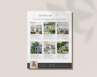 Real Estate Multiple Listing Flyer I Just Listed Flyer I Homes for Sale I Property Listings I Real  Agent Canva Template I Open House Flyer