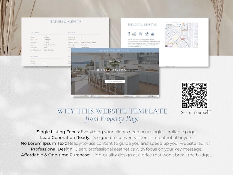 Coastal Real Estate Website Template Canva Single Property Listing