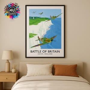 Battle of Britain WWII Poster: Spitfire RAF Print