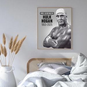 Framed Hulk Hogan Memorial Poster – Wrestling Icon Tribute Wall Art Print