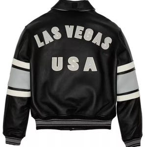 Avirex USA Icon Bomber Jacket Black  Genuine Cowhide Leather Military Flight Jacket for Men  Classic Vintage best gift for annivarsary