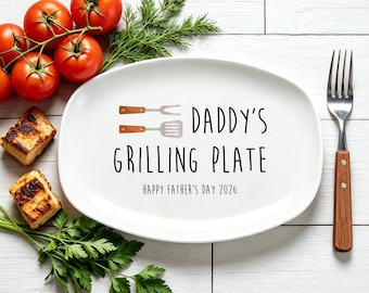Papas Grillplatte, Vatertagsgeschenk von Kindern, personalisierte Grillplatte, benutzerdefinierte Grillplatte Geschenk mit Kindernamen, Grillgeschenk für Papa