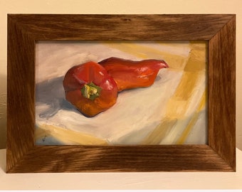 Reclining Pepper oil painting, framed