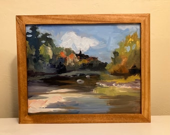 Where they All Play, Newfane, West River, oil painting plein air, Vermont