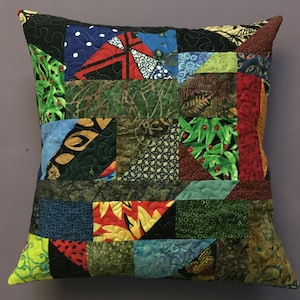 Quilted crazy patchwork pillow