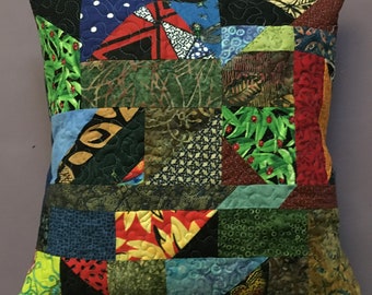 Quilted crazy patchwork pillow