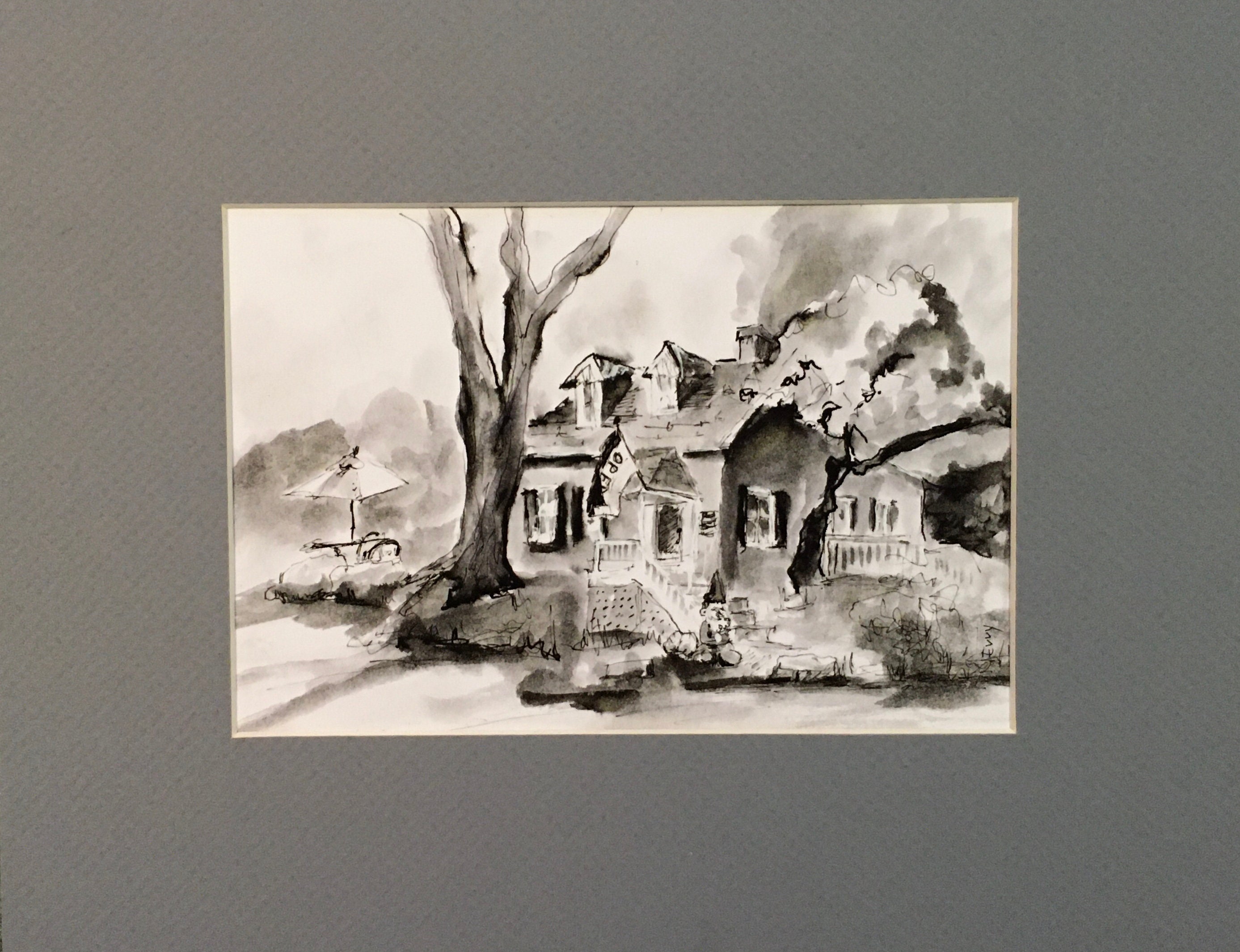 Cedars House Cafe, Ink and Wash 8 X 10 Inch Matted Giclee Etsy