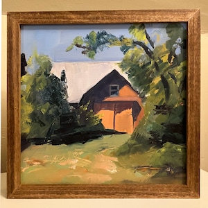 Brandywine Barn, Chadds Ford Plein Air Oil Painting, Framed