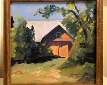 Brandywine Barn, Chadds Ford Plein Air Oil Painting, Framed